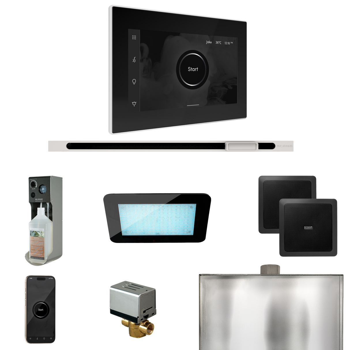 Mr. Steam XDream Steam Shower Control Package with iSteamX Control and Linear Steamhead