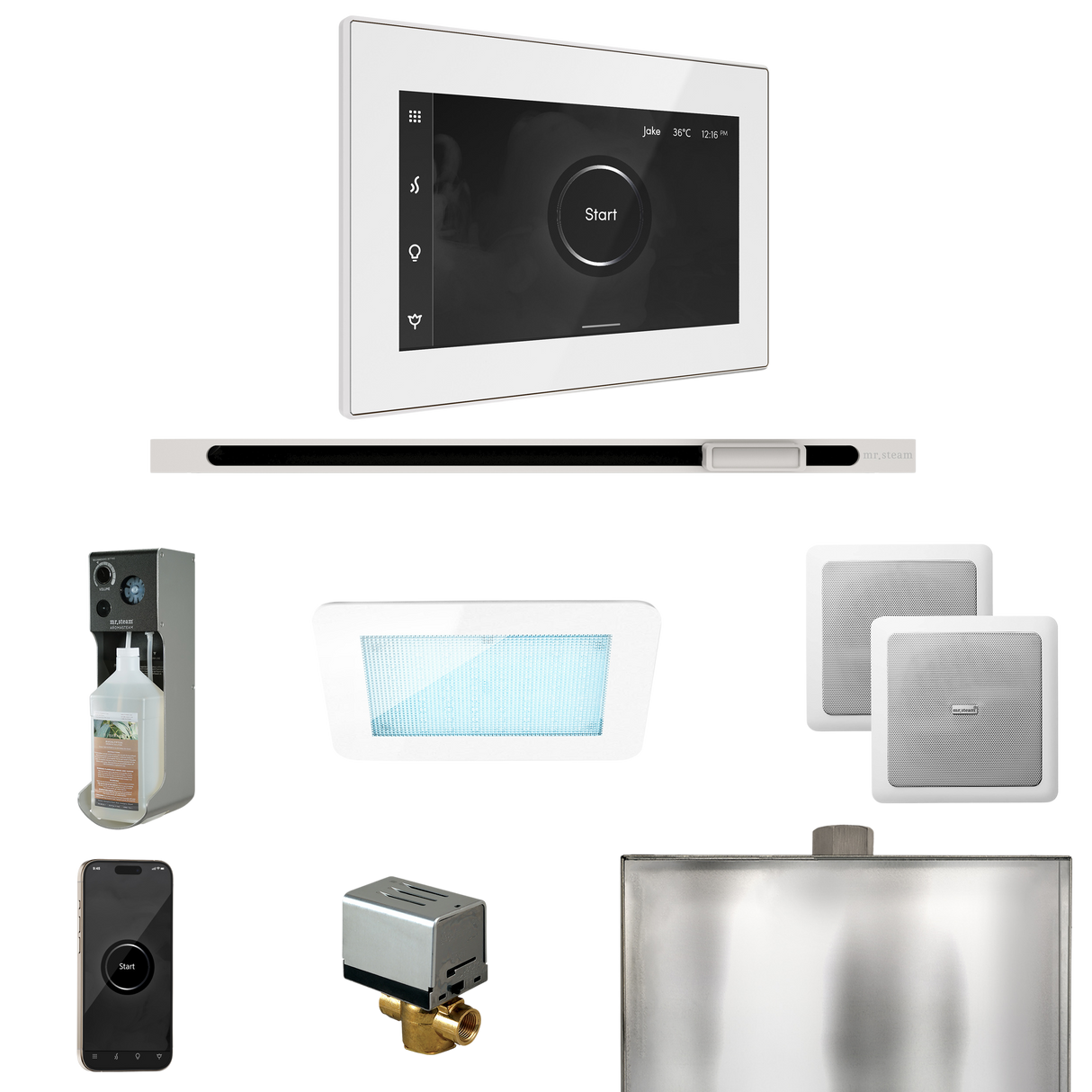 Mr. Steam XDream Steam Shower Control Package with iSteamX Control and Linear Steamhead