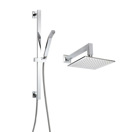 ThermaSol 15-CSPSQ Essential Shower Fixture Package - Rain Canopy + Shower Arm + Hand Shower + Shower Rail + Shower Hose