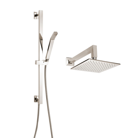 ThermaSol 15-CSPSQ Essential Shower Fixture Package - Rain Canopy + Shower Arm + Hand Shower + Shower Rail + Shower Hose