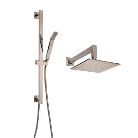 ThermaSol 15-CSPSQ Essential Shower Fixture Package - Rain Canopy + Shower Arm + Hand Shower + Shower Rail + Shower Hose