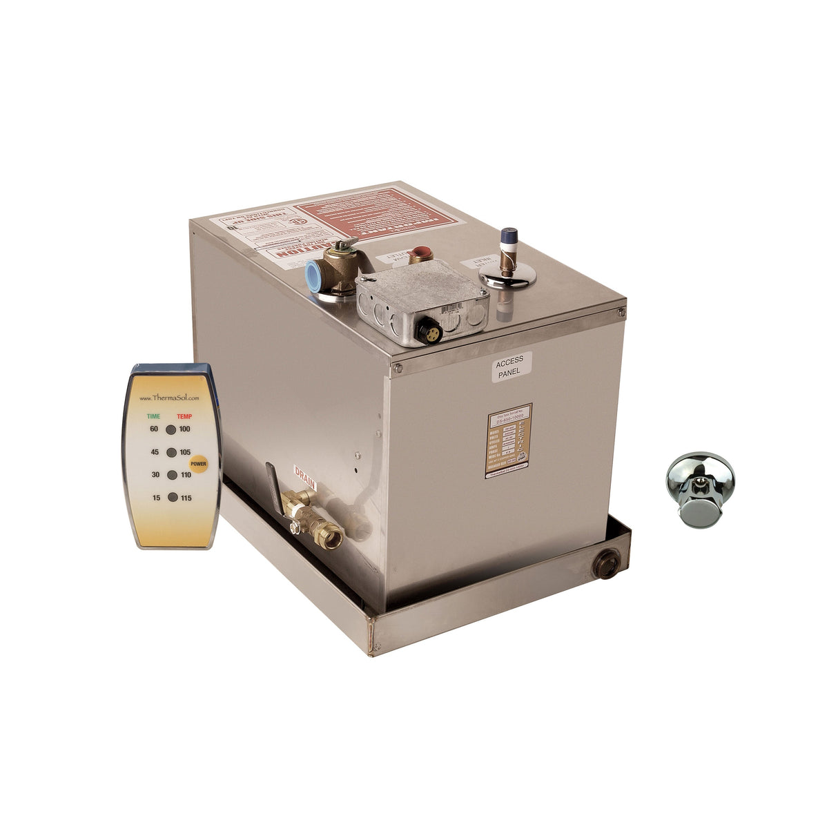 ThermaSol Day Spa Steam Generator + Polished Chrome Control Kit - 2 Room System