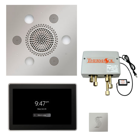 ThermaSol TWP15US Total Wellness Package - Serenity Advanced Square Rainhead + ThermaTouch2 15" Control + Digital Shower Valve + SteamVection Square Steam Head