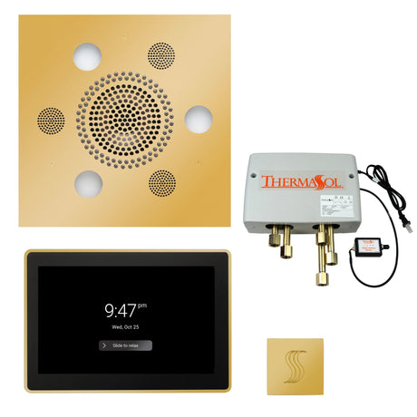 ThermaSol TWP15US Total Wellness Package - Serenity Advanced Square Rainhead + ThermaTouch2 15" Control + Digital Shower Valve + SteamVection Square Steam Head