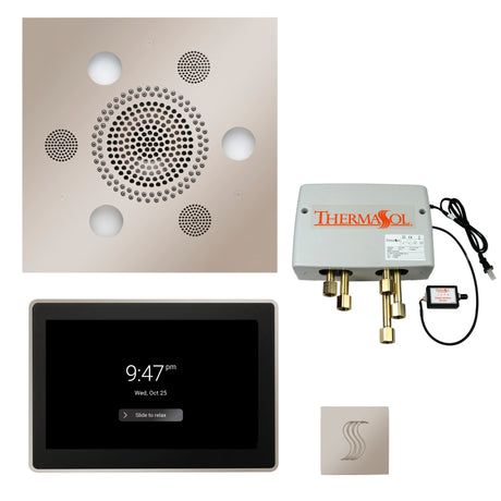 ThermaSol TWP15US Total Wellness Package - Serenity Advanced Square Rainhead + ThermaTouch2 15" Control + Digital Shower Valve + SteamVection Square Steam Head