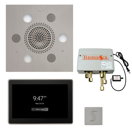 ThermaSol TWP15US Total Wellness Package - Serenity Advanced Square Rainhead + ThermaTouch2 15" Control + Digital Shower Valve + SteamVection Square Steam Head