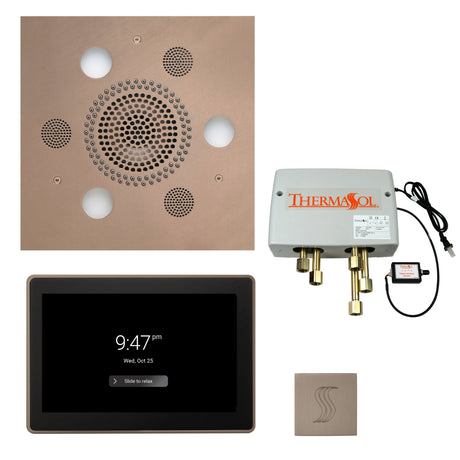 ThermaSol TWP15US Total Wellness Package - Serenity Advanced Square Rainhead + ThermaTouch2 15" Control + Digital Shower Valve + SteamVection Square Steam Head