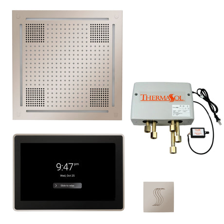 ThermaSol TWPH15US Total Wellness Package - HydroVive 18 Rainhead + ThermaTouch2 15" Control + Digital Shower Valve + SteamVection Square Steam Head