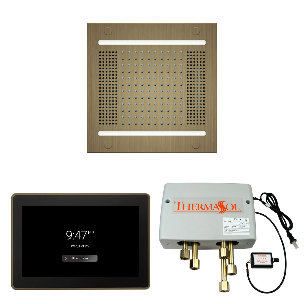 ThermaSol WH14SP15S Wellness Shower Package - HydroVive 14 Rainhead + ThermaTouch2 15" Control + Digital Shower Valve
