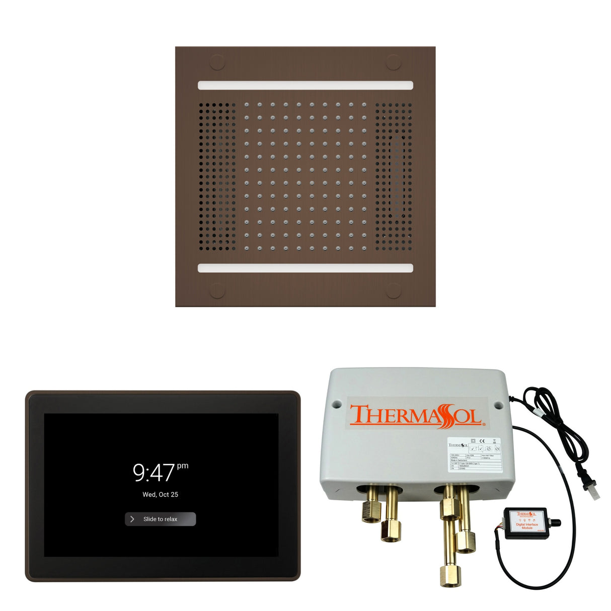 ThermaSol WH14SP15S Wellness Shower Package - HydroVive 14 Rainhead + ThermaTouch2 15" Control + Digital Shower Valve