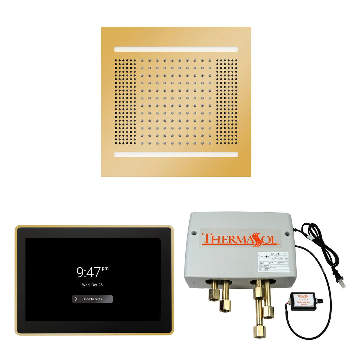 ThermaSol WH14SP15S Wellness Shower Package - HydroVive 14 Rainhead + ThermaTouch2 15" Control + Digital Shower Valve