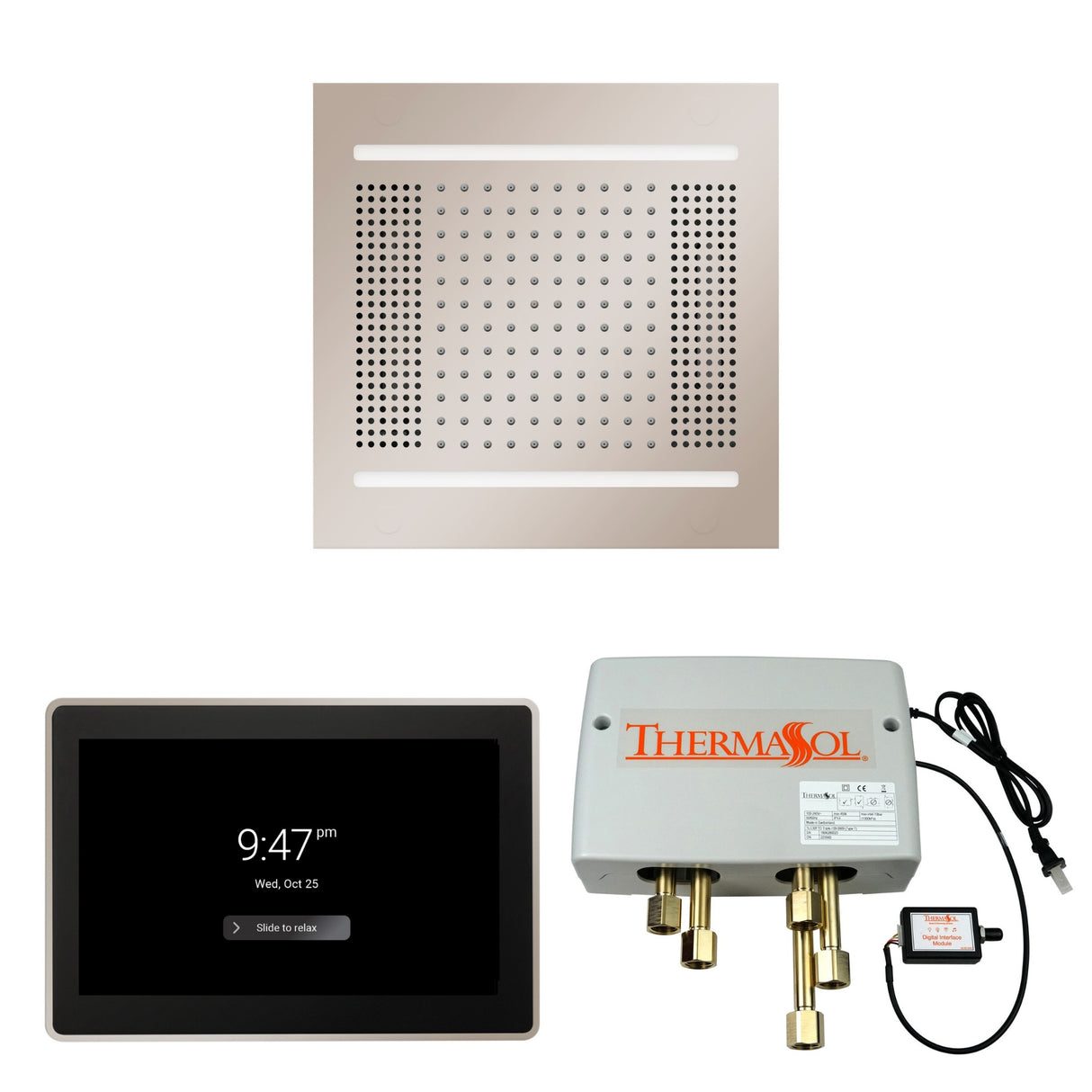 ThermaSol WH14SP15S Wellness Shower Package - HydroVive 14 Rainhead + ThermaTouch2 15" Control + Digital Shower Valve
