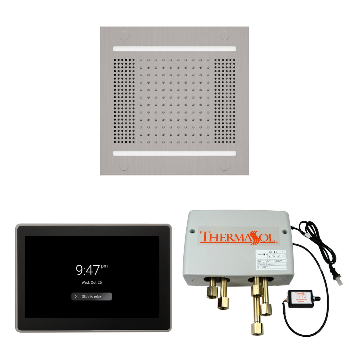 ThermaSol WH14SP15S Wellness Shower Package - HydroVive 14 Rainhead + ThermaTouch2 15" Control + Digital Shower Valve