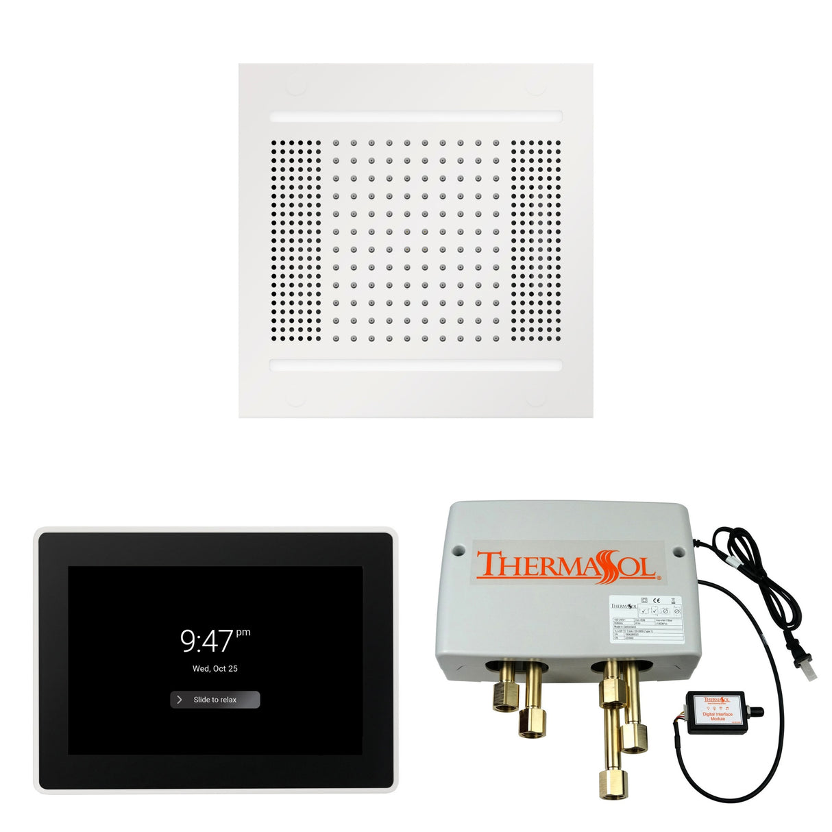 ThermaSol WH14SP15S Wellness Shower Package - HydroVive 14 Rainhead + ThermaTouch2 15" Control + Digital Shower Valve