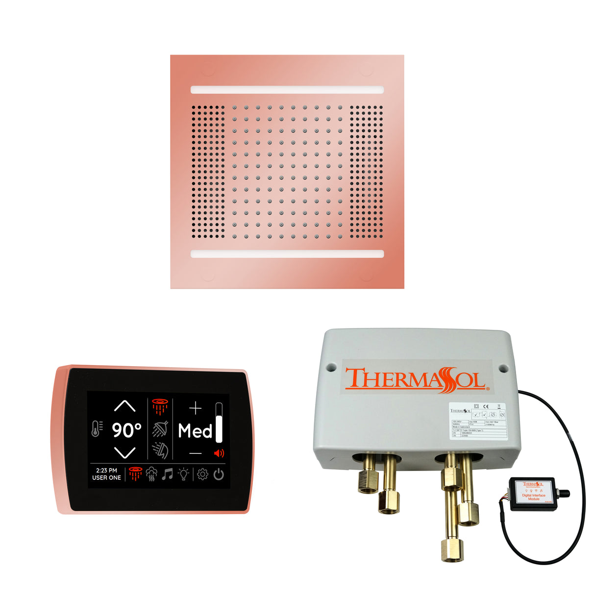 ThermaSol WH14SPSR Wellness Shower Package - HydroVive 14 Rainhead + SignaTouch Wall Mount Control + Digital Shower Valve