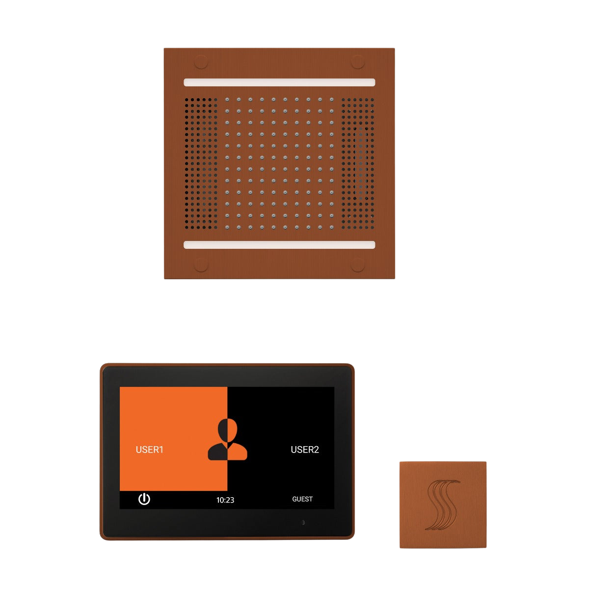 ThermaSol WH14STP10S Wellness Steam Package - HydroVive 14 Rainhead + ThermaTouch2 10" Control + SteamVection Square Steam Head
