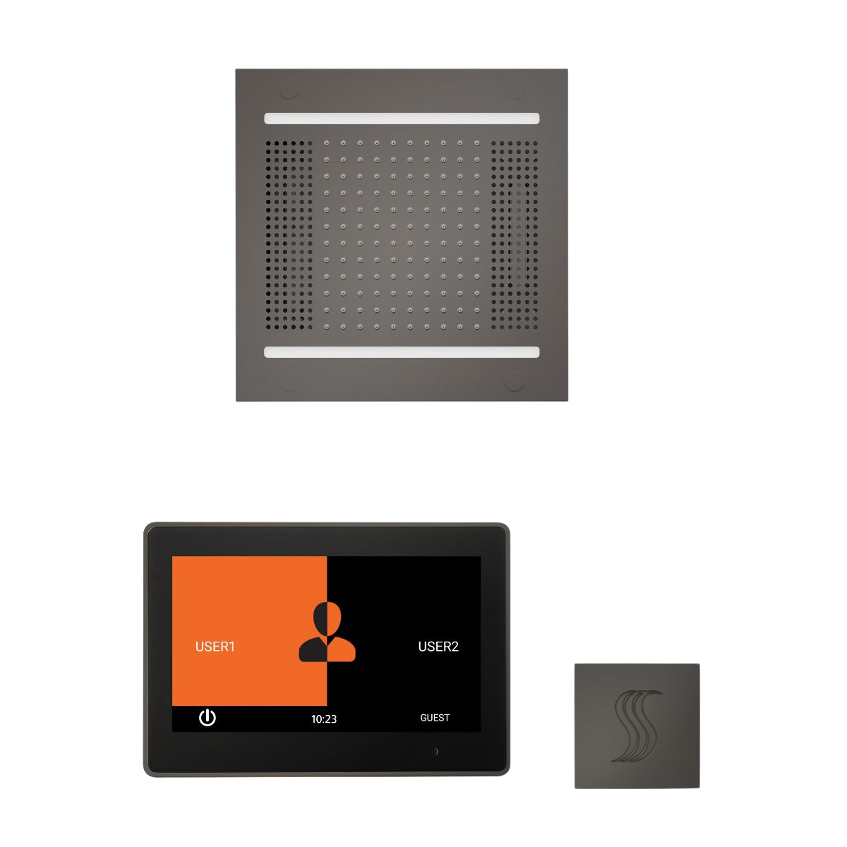 ThermaSol WH14STP10S Wellness Steam Package - HydroVive 14 Rainhead + ThermaTouch2 10" Control + SteamVection Square Steam Head