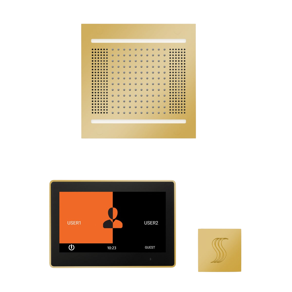 ThermaSol WH14STP10S Wellness Steam Package - HydroVive 14 Rainhead + ThermaTouch2 10" Control + SteamVection Square Steam Head