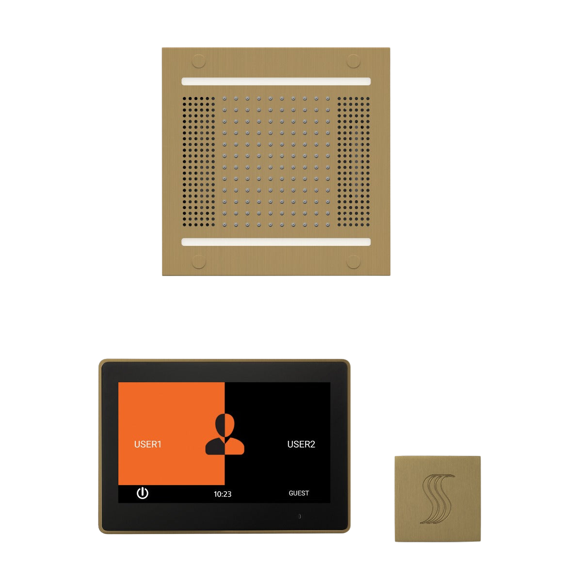 ThermaSol WH14STP10S Wellness Steam Package - HydroVive 14 Rainhead + ThermaTouch2 10" Control + SteamVection Square Steam Head