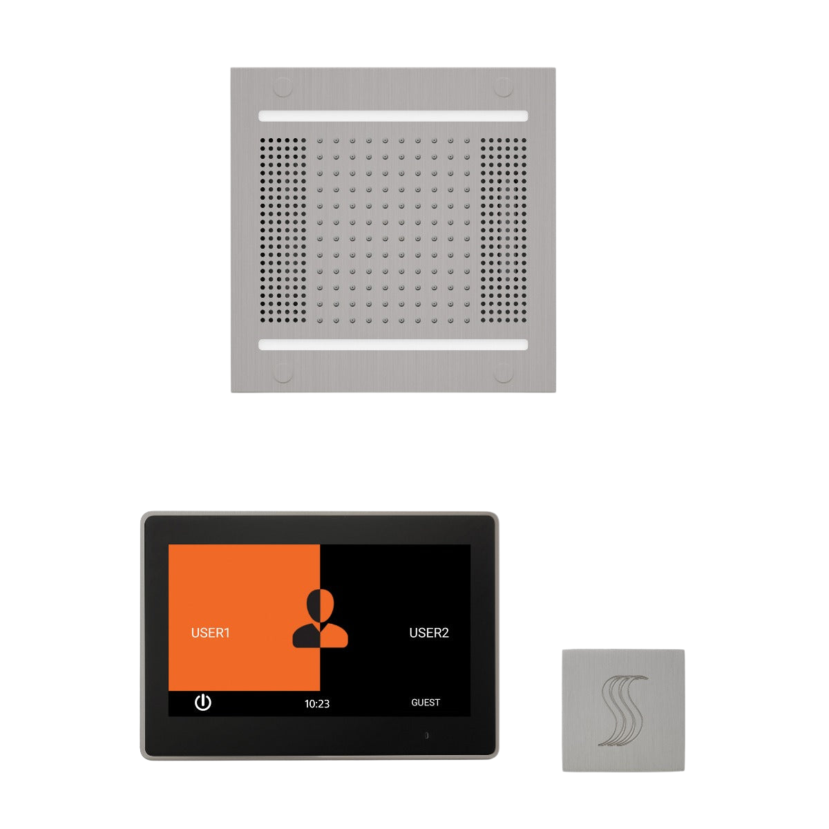 ThermaSol WH14STP10S Wellness Steam Package - HydroVive 14 Rainhead + ThermaTouch2 10" Control + SteamVection Square Steam Head
