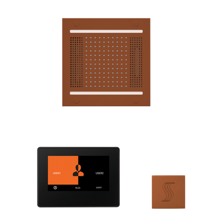 ThermaSol WH14STP7S Wellness Steam Package - HydroVive 14 Rainhead + ThermaTouch2 7" Black Trim Control + SteamVection Square Steam Head