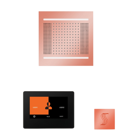 ThermaSol WH14STP7S Wellness Steam Package - HydroVive 14 Rainhead + ThermaTouch2 7" Black Trim Control + SteamVection Square Steam Head