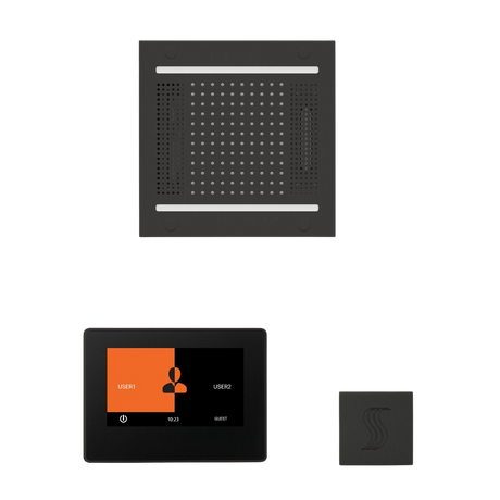 ThermaSol WH14STP7S Wellness Steam Package - HydroVive 14 Rainhead + ThermaTouch2 7" Black Trim Control + SteamVection Square Steam Head