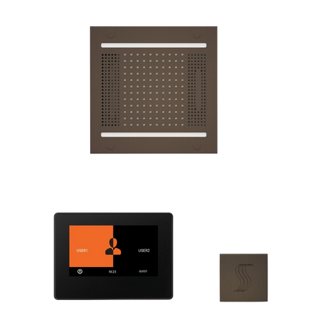 ThermaSol WH14STP7S Wellness Steam Package - HydroVive 14 Rainhead + ThermaTouch2 7" Black Trim Control + SteamVection Square Steam Head