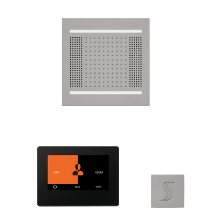 ThermaSol WH14STP7S Wellness Steam Package - HydroVive 14 Rainhead + ThermaTouch2 7" Black Trim Control + SteamVection Square Steam Head