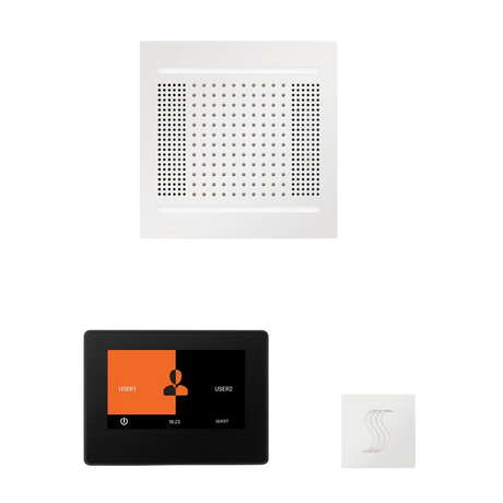 ThermaSol WH14STP7S Wellness Steam Package - HydroVive 14 Rainhead + ThermaTouch2 7" Black Trim Control + SteamVection Square Steam Head