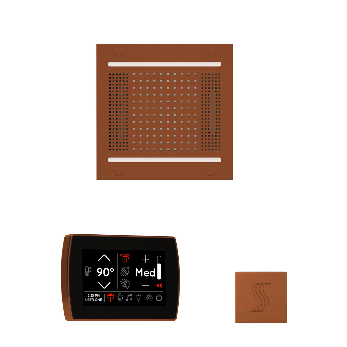 ThermaSol WH14STPSR Wellness Steam Package - HydroVive 14 Rainhead + SignaTouch Wall Mount Control + SteamVection Square Steam Head