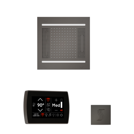 ThermaSol WH14STPSS Wellness Steam Package - HydroVive 14 Rainhead + SignaTouch Recessed Black Trim Control + SteamVection Square Steam Head