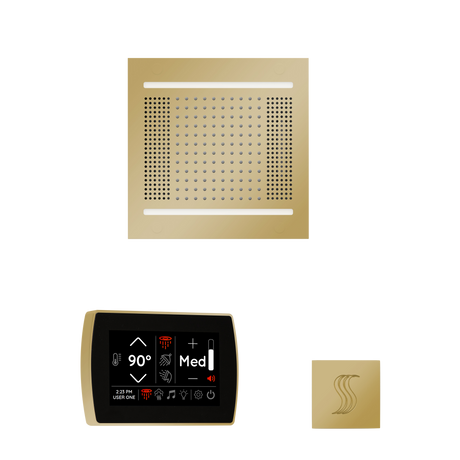 ThermaSol WH14STPSS Wellness Steam Package - HydroVive 14 Rainhead + SignaTouch Recessed Black Trim Control + SteamVection Square Steam Head