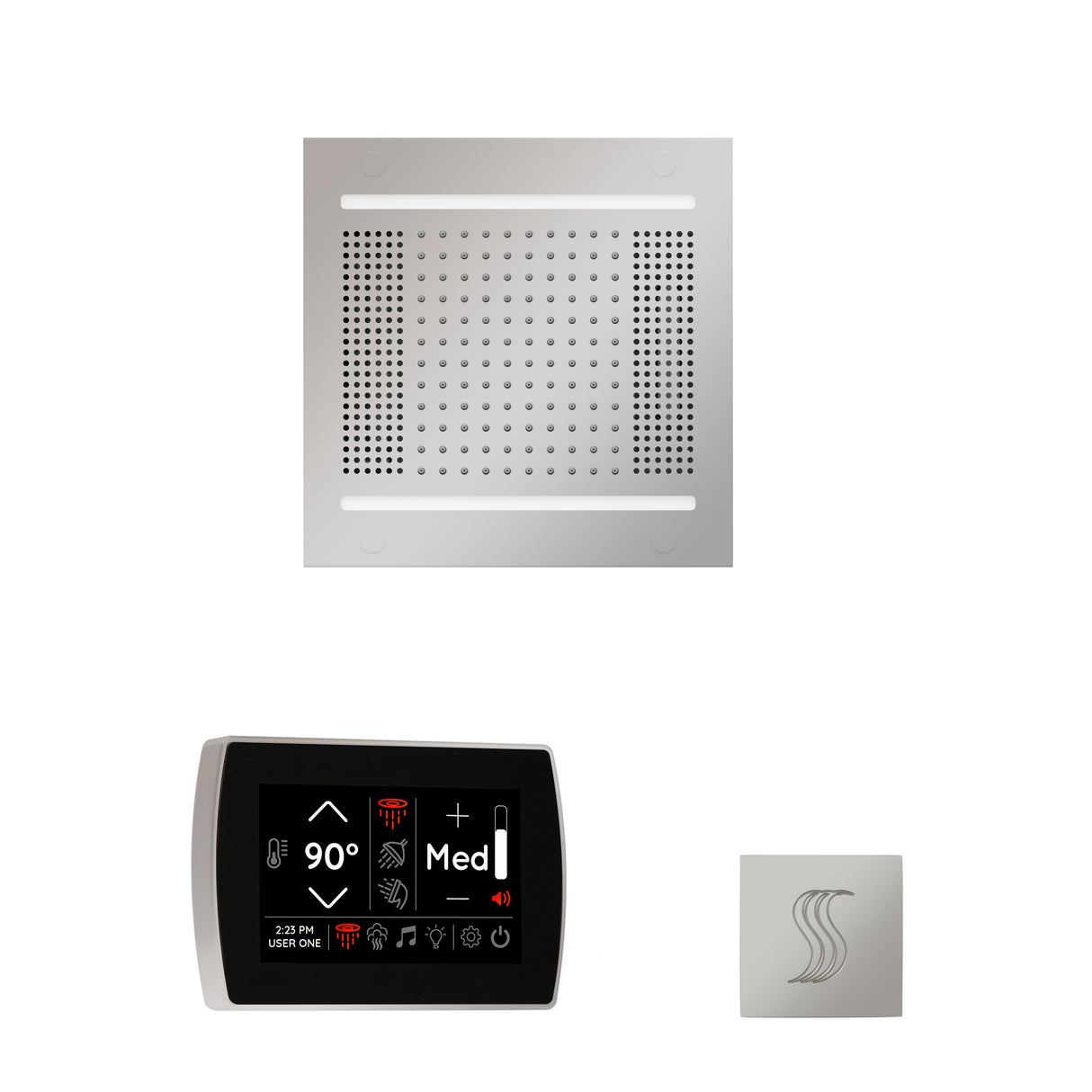 ThermaSol WH14STPSR Wellness Steam Package - HydroVive 14 Rainhead + SignaTouch Wall Mount Control + SteamVection Square Steam Head