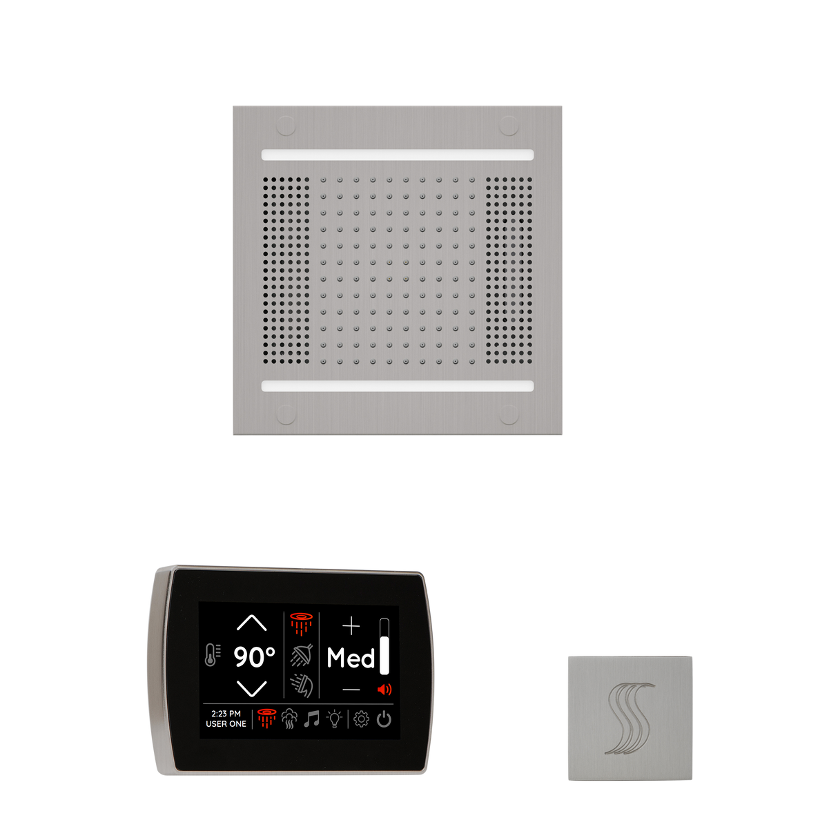 ThermaSol WH14STPSR Wellness Steam Package - HydroVive 14 Rainhead + SignaTouch Wall Mount Control + SteamVection Square Steam Head