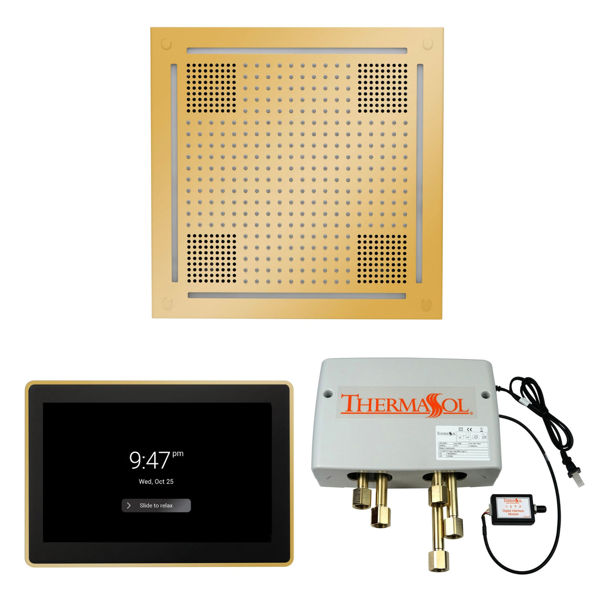 ThermaSol WHSP15S Wellness Shower Package - HydroVive 18 Rainhead + ThermaTouch2 15" Control + Digital Shower Valve