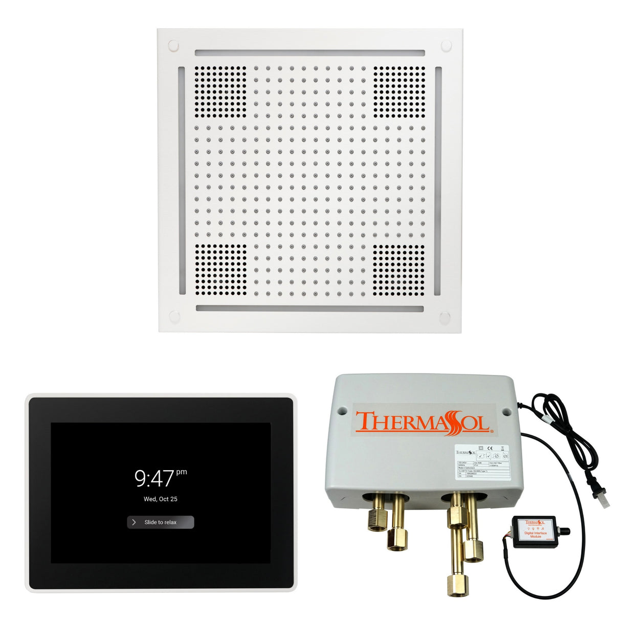 ThermaSol WHSP15S Wellness Shower Package - HydroVive 18 Rainhead + ThermaTouch2 15" Control + Digital Shower Valve