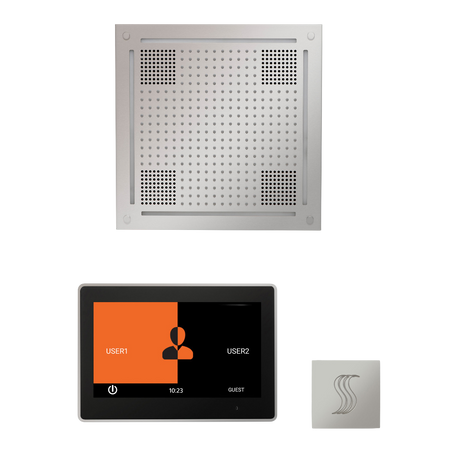 ThermaSol WHSTP10S Wellness Steam Package - HydroVive 18 Rainhead + ThermaTouch2 10" Control + SteamVection Square Steam Head