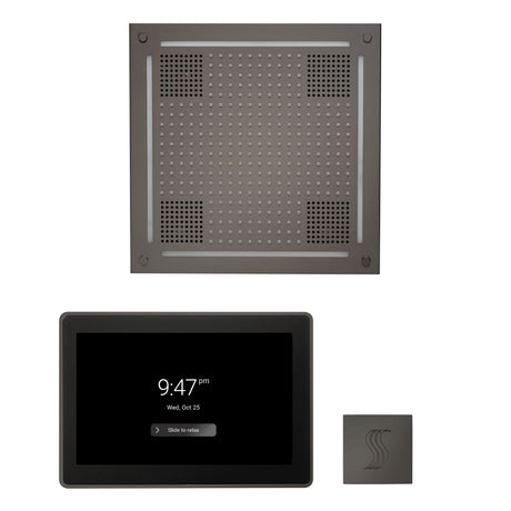 ThermaSol WHSTP15S Wellness Steam Package - HydroVive 18 Rainhead + ThermaTouch2 15" Control + SteamVection Square Steam Head