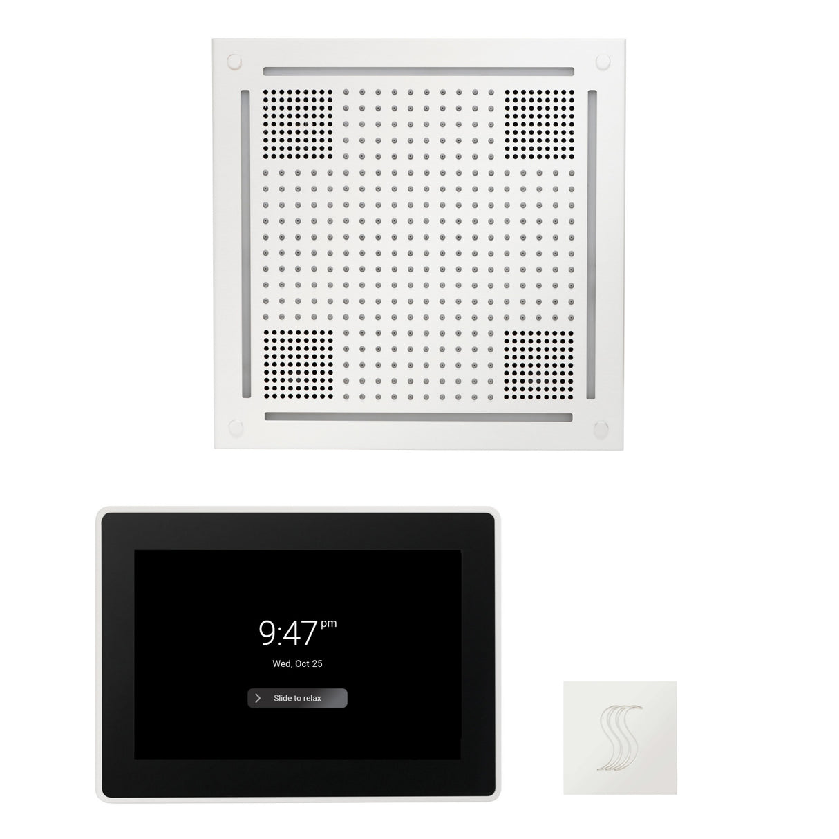 ThermaSol WHSTP15S Wellness Steam Package - HydroVive 18 Rainhead + ThermaTouch2 15" Control + SteamVection Square Steam Head