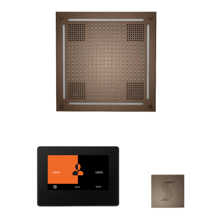 ThermaSol WHSTP7S Wellness Steam Package - HydroVive 18 Rainhead + ThermaTouch2 7" Black Trim Control + SteamVection Square Steam Head