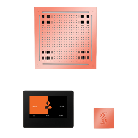 ThermaSol WHSTP7S Wellness Steam Package - HydroVive 18 Rainhead + ThermaTouch2 7" Black Trim Control + SteamVection Square Steam Head