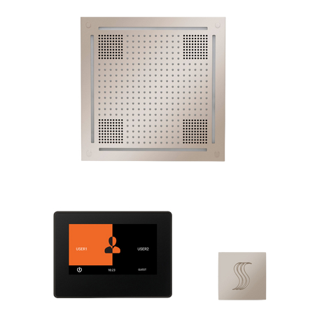 ThermaSol WHSTP7S Wellness Steam Package - HydroVive 18 Rainhead + ThermaTouch2 7" Black Trim Control + SteamVection Square Steam Head