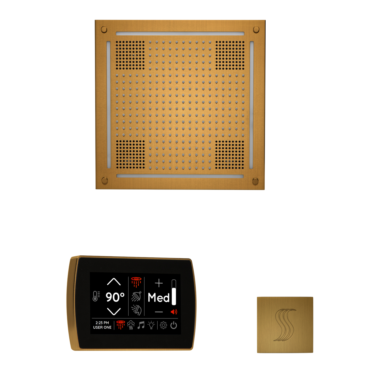 ThermaSol WHSTPSR Wellness Steam Package - HydroVive 18 Rainhead + SignaTouch Wall Mount Control + SteamVection Square Steam Head
