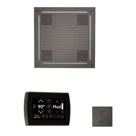 ThermaSol WHSTPSS Wellness Steam Package - HydroVive 18 Rainhead + SignaTouch Recessed Black Trim Control + SteamVection Square Steam Head