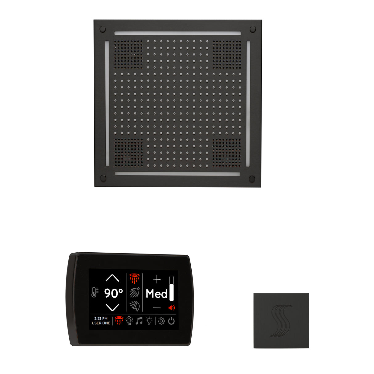ThermaSol WHSTPSR Wellness Steam Package - HydroVive 18 Rainhead + SignaTouch Wall Mount Control + SteamVection Square Steam Head