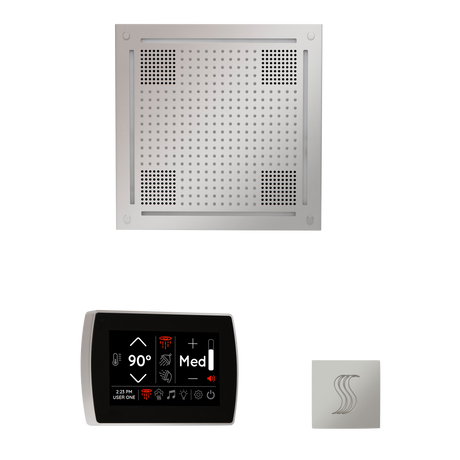 ThermaSol WHSTPSS Wellness Steam Package - HydroVive 18 Rainhead + SignaTouch Recessed Black Trim Control + SteamVection Square Steam Head