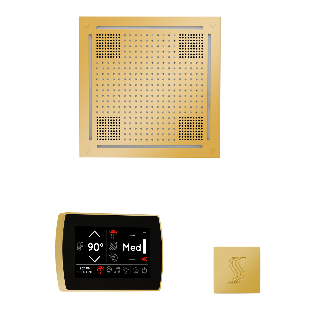 ThermaSol WHSTPSR Wellness Steam Package - HydroVive 18 Rainhead + SignaTouch Wall Mount Control + SteamVection Square Steam Head