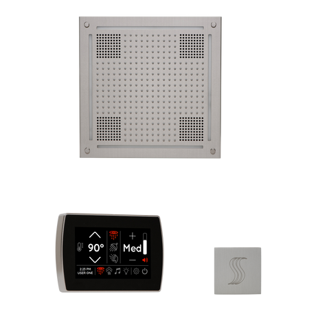 ThermaSol WHSTPSR Wellness Steam Package - HydroVive 18 Rainhead + SignaTouch Wall Mount Control + SteamVection Square Steam Head