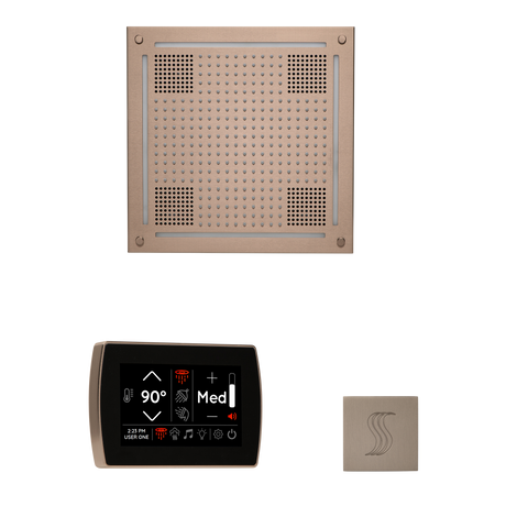 ThermaSol WHSTPSS Wellness Steam Package - HydroVive 18 Rainhead + SignaTouch Recessed Black Trim Control + SteamVection Square Steam Head